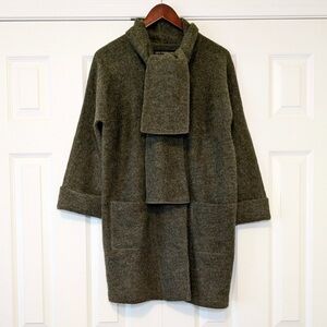 Paul Costelloe 100% Wool Front Tie Green Vintage Coat Size 6 Women’s Coat